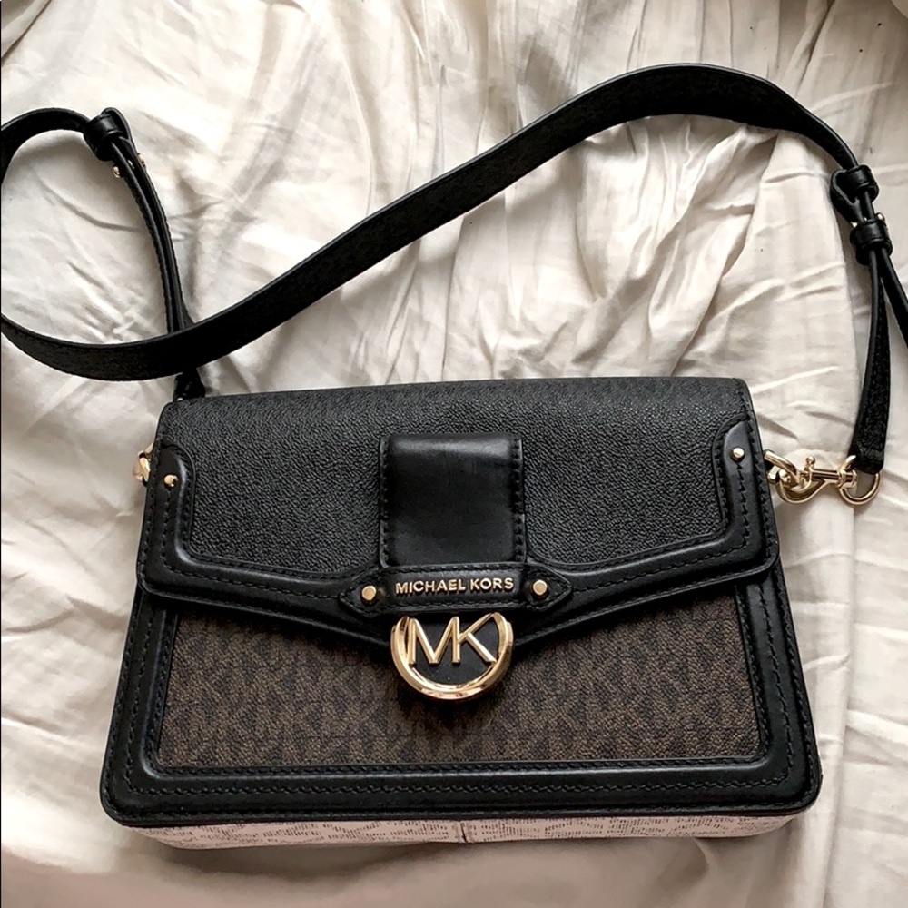 Michael Kors Jessie Medium Two Tone Logo Shoulder